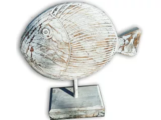 Figurka Rzeźba Drewno RYBA 30cm Rękodzieło Dekor